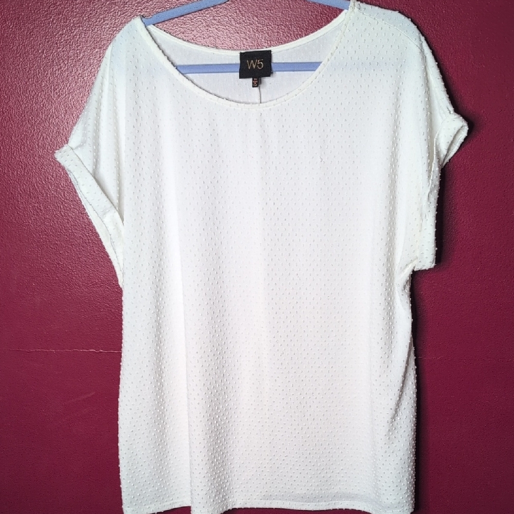 W5 Women's Short Sleeve White Top Anthropologie Size 3X Plus Size